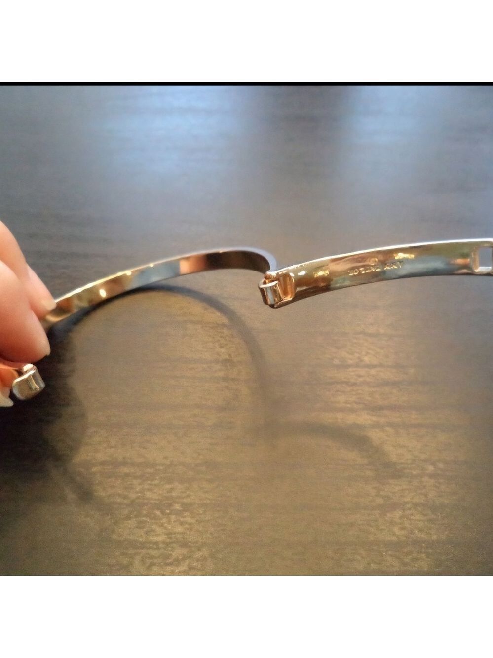 ANN TAYLOR GOLD TONE HINGED 6.5" BRACELET - Picture 2 of 3